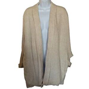 FRANK and OAK NWT  LINEN blend CARDIGAN Sz L OPEN or BELT beige INNER POCKETS